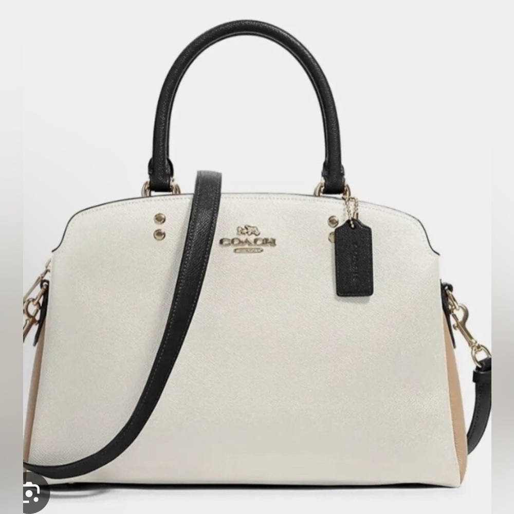 Coach Lillie Carryall Satchel – Chalk/Black/Tan Colorblock